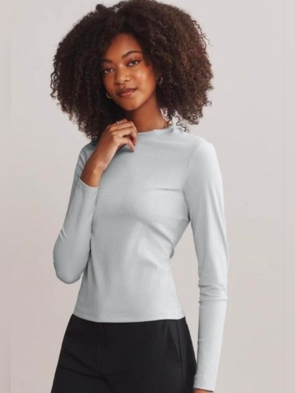 Rhone Women's Modern Ribbed Long Sleeve Gray Mist Performance Top Sz XL *GUC
